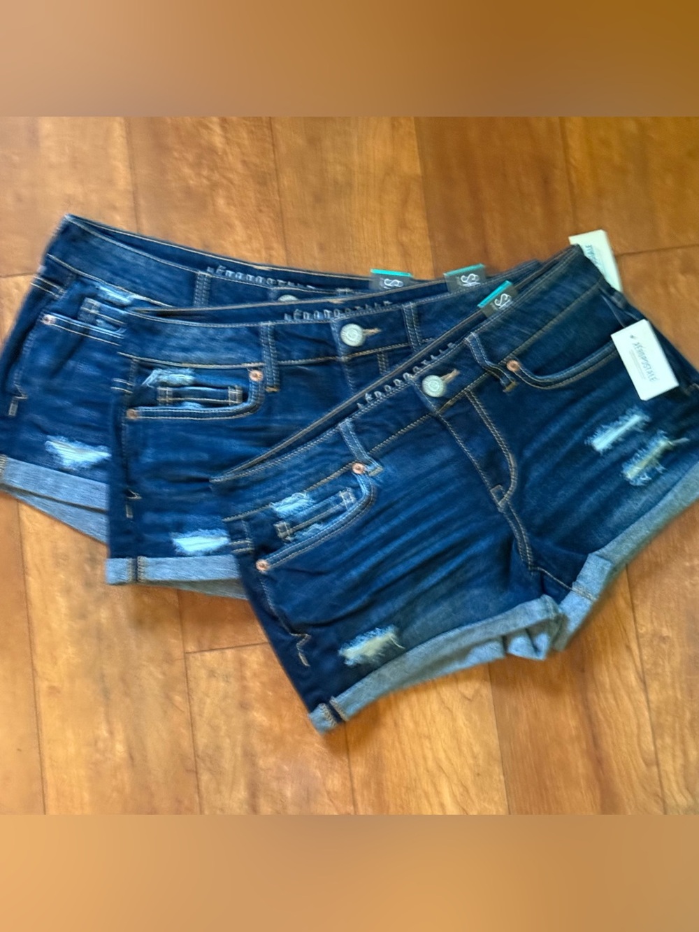 Bundle of 3-NWT Aéropostale Low Rise "Shorty" Distressed Cuffed Denim Shorts